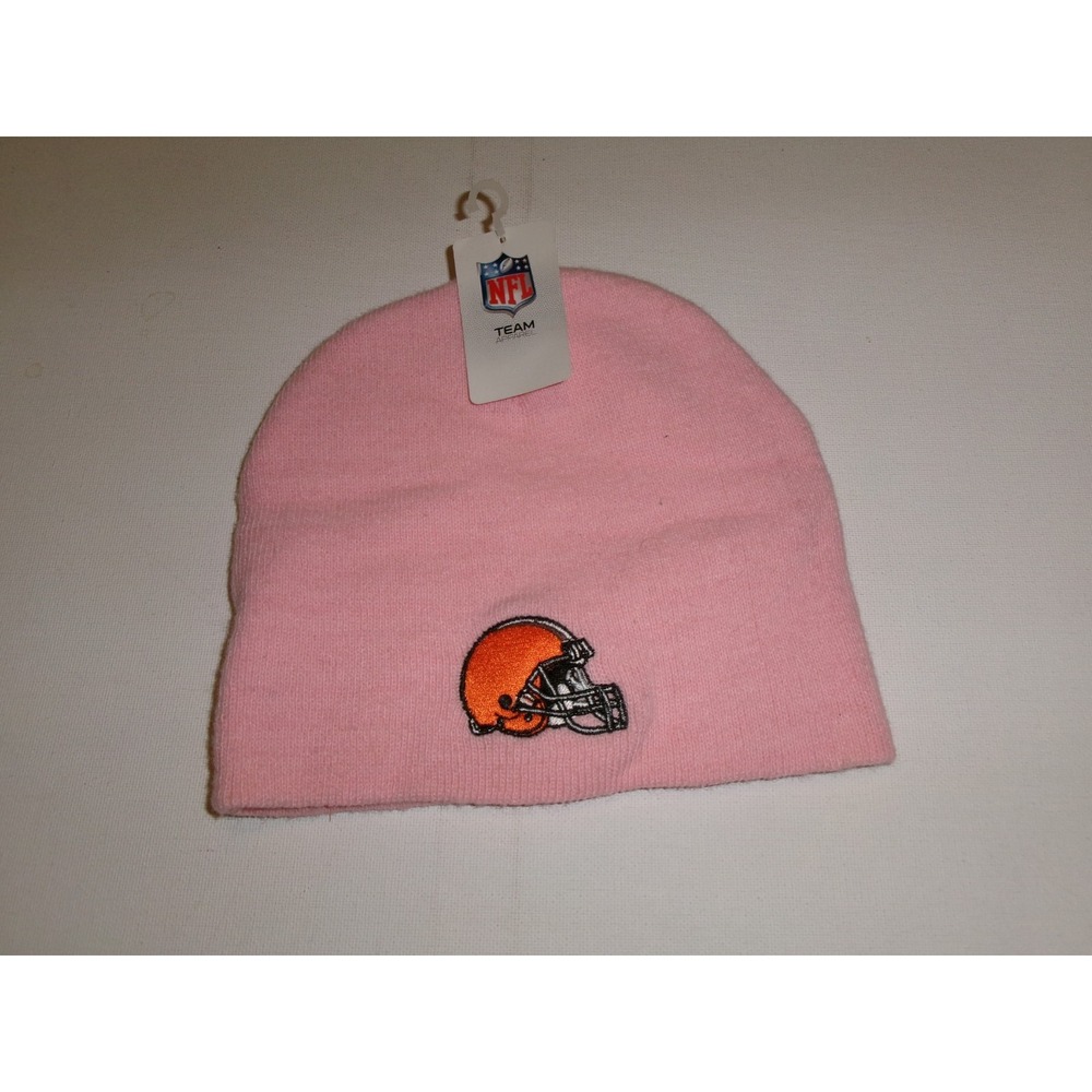 CLEVELAND BROWNS PINK KNIT BEANIE TOBOGGAN HAT CAP VINTAGE DEADSTOCK U5